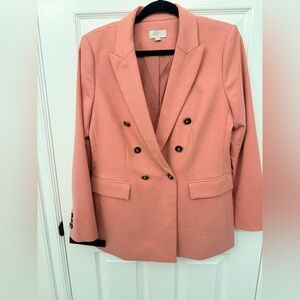 LOFT Coral Double-Breasted Blazer